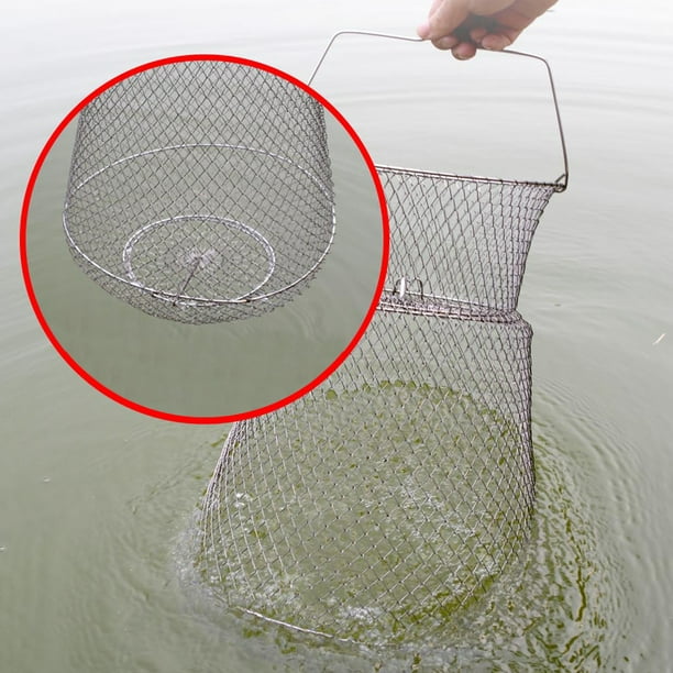 Labymos Foldable Metal Fish Net Fishing Basket Portable Fishing Cage  Outdoor Fishing Tackle Accessories