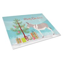 Carolines Treasures Australian Teamster Donkey Christmas Glass Cutting Board Large Teal 12H x 16W multicolor