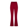 thumbnail image 3 of XFLWAM Yoga Pants for Women Casual V Crossover High Waist Butt Lifting Pants Wide Leg Flare Bootcut Leggings with Pockets Red XL, 3 of 5