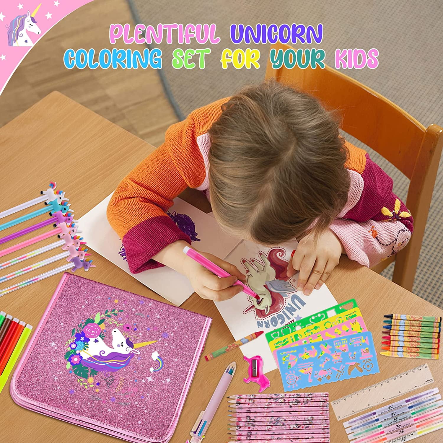 Ponamfo Unicorn Fruit Scented Markers Set 56 Pcs Art Supplies For Kids 4-6-8  Arts And Crafts Coloring Set Markers Pencil Crayon&Gel Pen Drawing Kits -  Birthday Gifts For Girls 4 5 6 7 8 Year Old