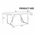 thumbnail image 2 of StnTalk 71" White Dining Table for 6-8, Modern Kitchen Table with Thick MDF Top and Silver Metal Legs for Dining Room, 2 of 7