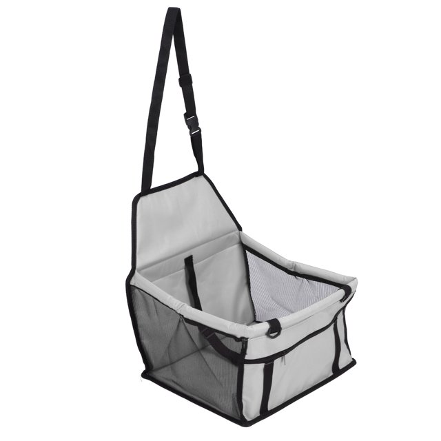 Asiento de coche para mascotas, impermeable, transpirable, evita resbalones, correas ajustables, cesta de coche para perros con correa de seguridad para cachorros y gatos, color gris
