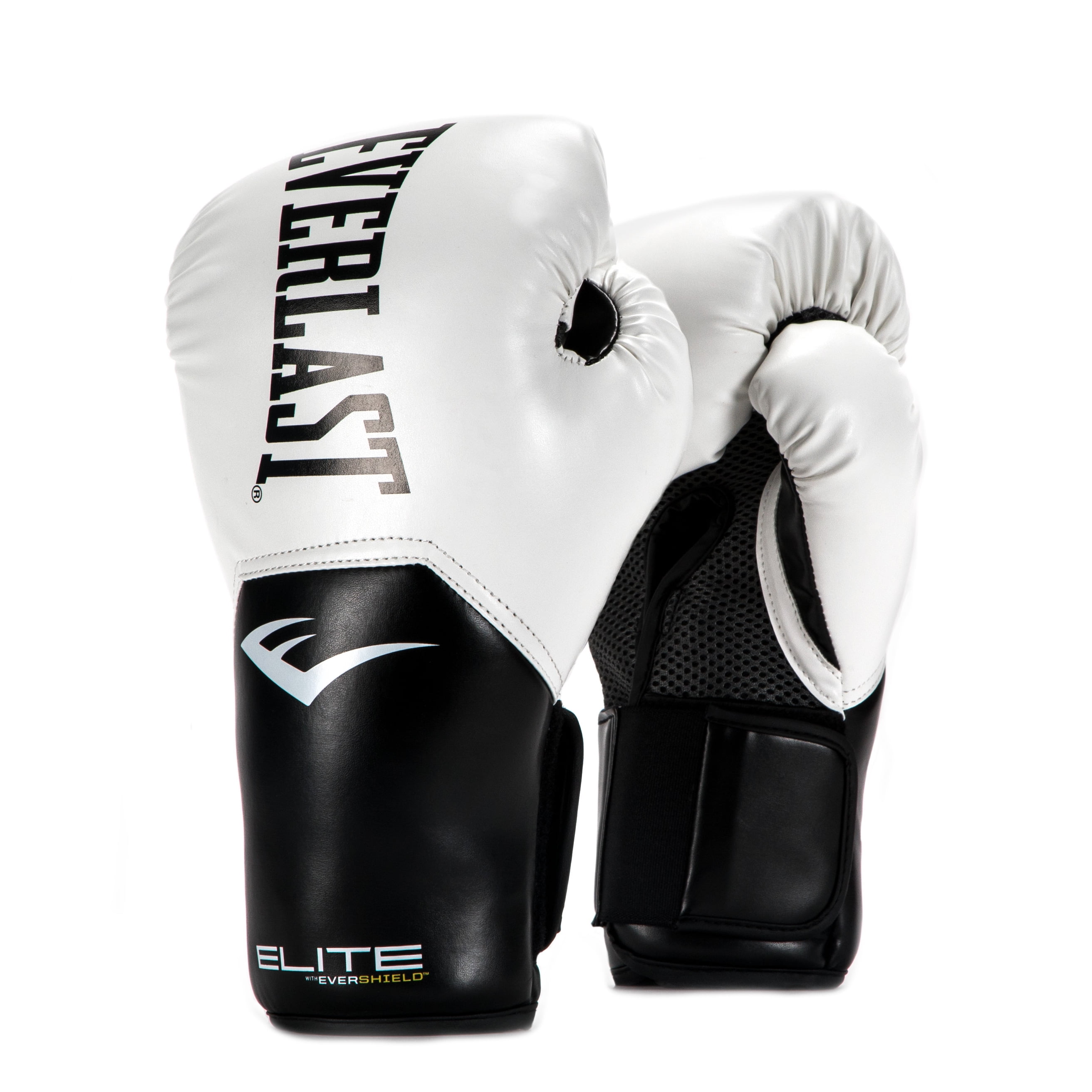 Black Everlast Elite Leather Training Boxing Gloves Size 12 Ounces 