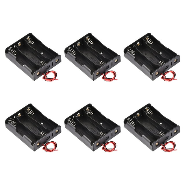 Unique Bargains Battery Case Storage Box 3 Slots x 3.7V 2-Wire Lead for 3 x 18650 Battery 6Pcs