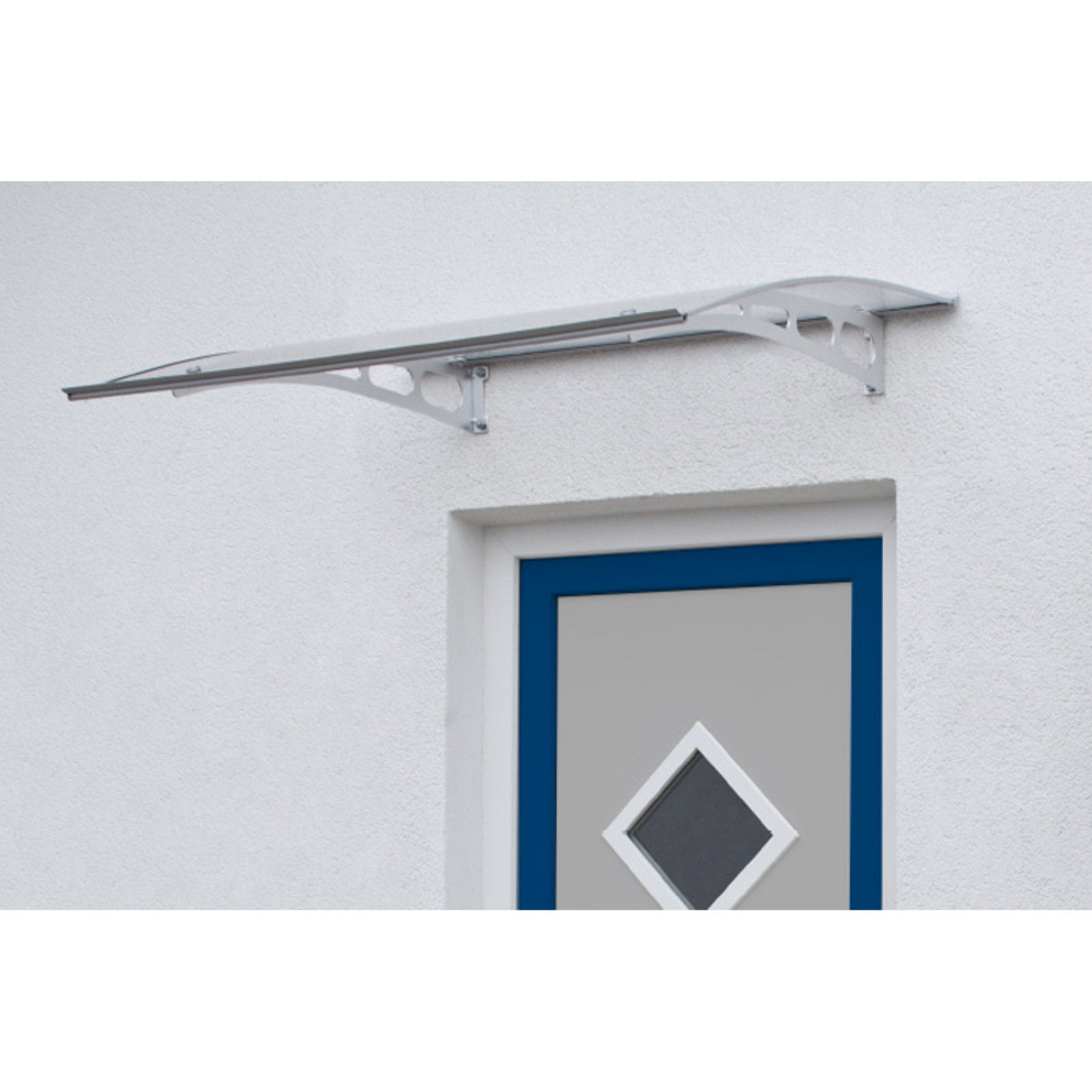 ADVANING 59"x35" Solid Polycarbonate Door Awning - PA Series, Clear Panel with Silver Brackets