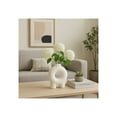 thumbnail image 3 of Decorative Ceramic Vase for Home Decor - House Accent for Living Room Decor, Bedroom, Office, or Table Centerpiece - Modern Round Flower Vase for Kitchen, Entryway, or Shelf Styling - 7", White, 3 of 13