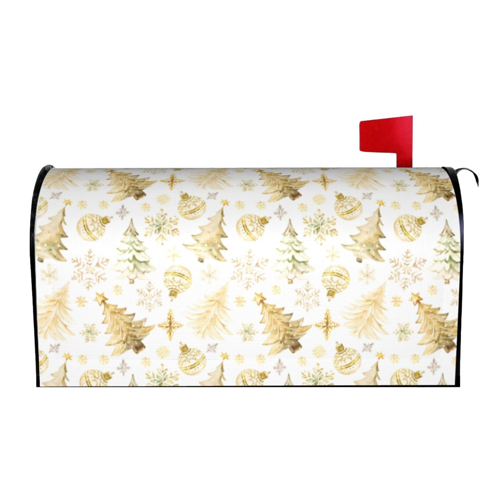 Picia Gold Christmas Tree Magnetic Mailbox Cover Standard Size-21x18 in