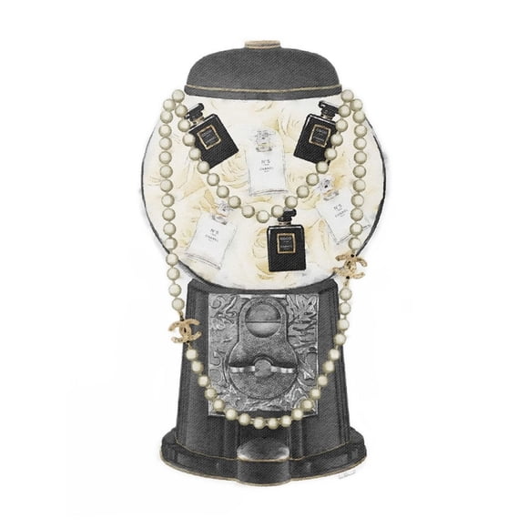 Stupell Industries Vintage Gumball Machine Designer Perfume Collar Accesorios, Diseño de Amanda Greenwood, 24 x 30, Negro