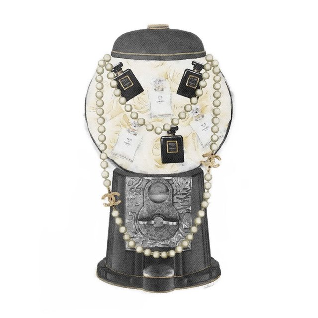 Stupell Industries Vintage Gumball Machine Designer Perfume Collar Accesorios, Diseño de Amanda Greenwood, 24 x 30, Negro
