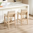 thumbnail image 2 of Zesthouse 25.8" Modern Bar Stools Set of 2, Wooden Counter Height Barstools with Back, Upholstered Linen Counter Stools with Natural Solid Wood Legs for Kitchen Island, Beige, 2 of 11