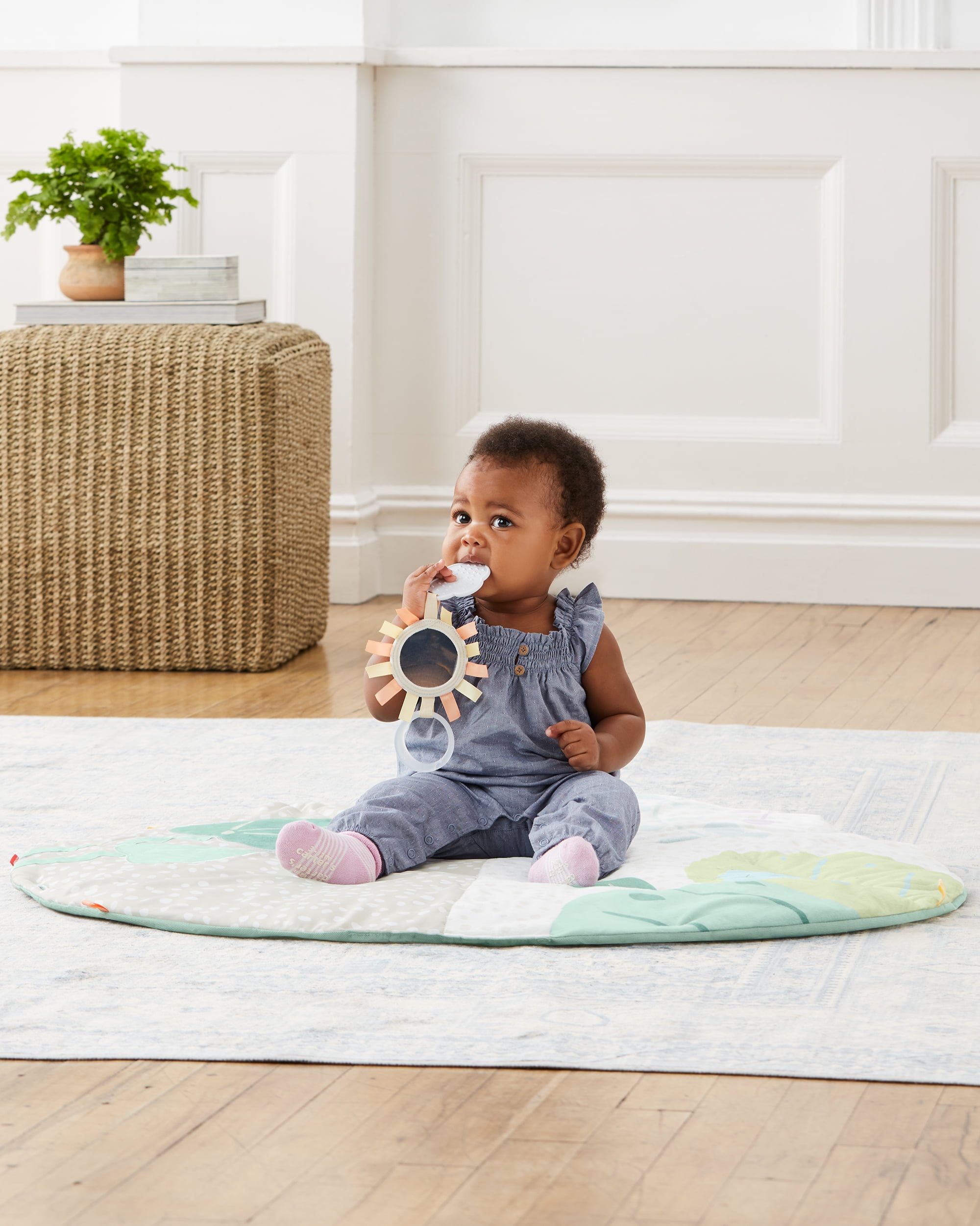 Skip Hop Baby Tummy Time Mat 3-in-1 Activity Play Gym for Ages 0-2y, Garden Oasis Green Multi
