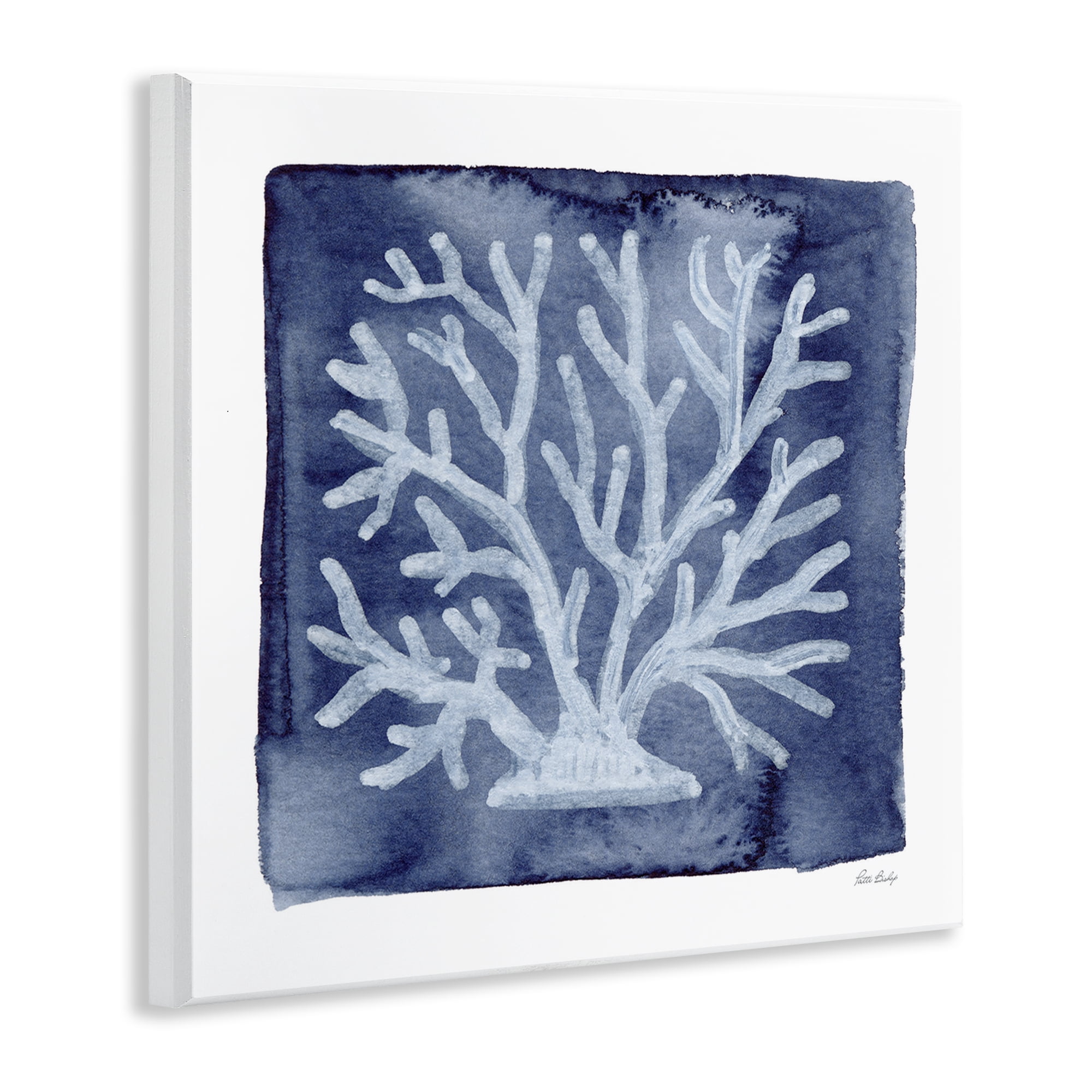 Stupell Industries White Coral on Indigo Wall Plaque Art, design by Patti Bishop