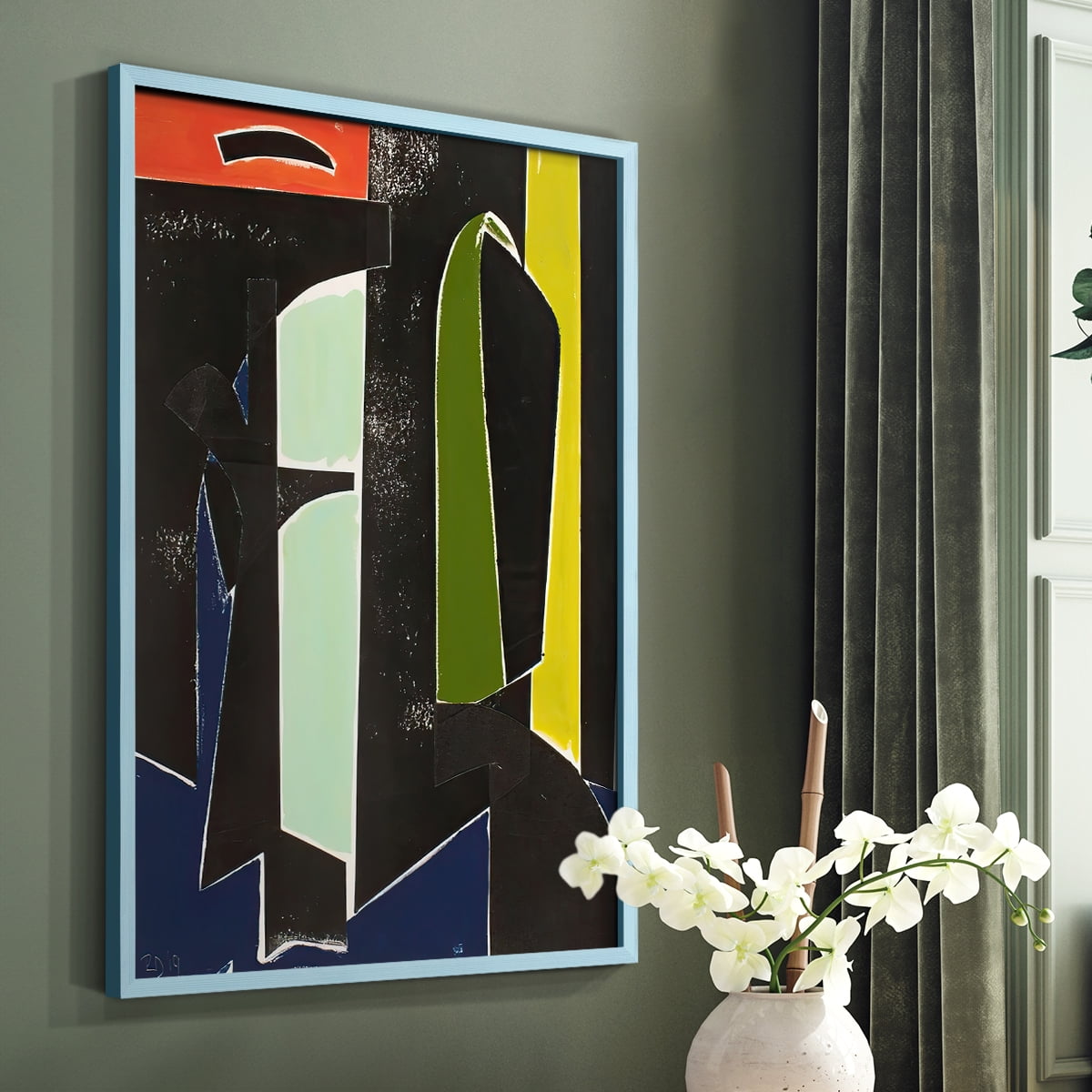 Spanish Arches Framed Print in Blue Solid Wood Framed Print No Nail Hanging