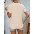 thumbnail image 6 of Women'S Tops Casual Scoop Neck Short Sleeve Eyelet Embroidered Hollow Out Blouses Shirts Apricot S, 6 of 9