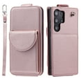 thumbnail image 2 of For Samsung Galaxy S25 Ultra Wallet Case, Crossbody Strap & Wrist Lanyard,Minimalist PU Leather ID Cash Credit Card Holder Slots Magnetic Closure Kickstand Folio Flip Protective Cover,Rosegold, 2 of 13