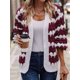 thumbnail image 5 of Suéter de Invierno de Punto Holgado con Rayas y Mangas Farol para Mujer, Moda de Otoño Rojo Vino y L, 5 of 10