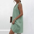 thumbnail image 6 of Axiiglly Women's Dresses Sleeveless Button V Neck Linen Mid Dresses 2026 Summer Holiday Flowy Dresses S-3XL, 6 of 8