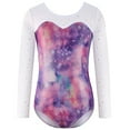 thumbnail image 2 of Xmarks Long Sleeve Leotards for Girls Gymnastics Kids Toddler Tumbling Outfits Tie-dye One-Piece Ballet Unitard with Hair Ring 3-14Y, 2 of 8