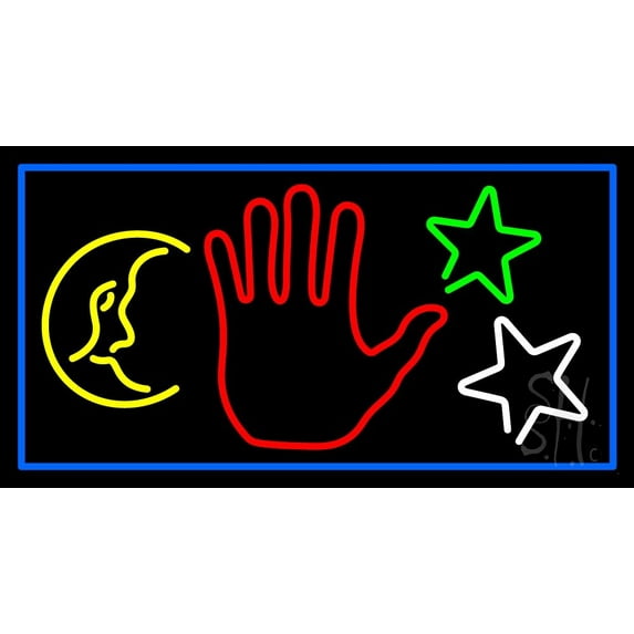 Red Palm Logo Psychic LED Neon Sign 13" Tall x 24" Wide - inches Black Square Cut Acrylic Backing, with Dimmer - Bright and Premium built indoor LED Neon Sign for Storefront.