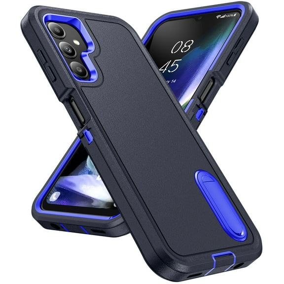 Feishell Case for Samsung Galaxy A14 5G 6.6 inch,Heavy Duty 3 Layer Military Protection with Hidden Kickstand Shock Resistant Armor Hybrid Bumper Rugged Rubber Phone Cover,Navy Blue