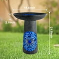 thumbnail image 4 of EFISPSS Ceramic Outdoor Bird Bath with Diamond and Blue Decor, 4 of 7