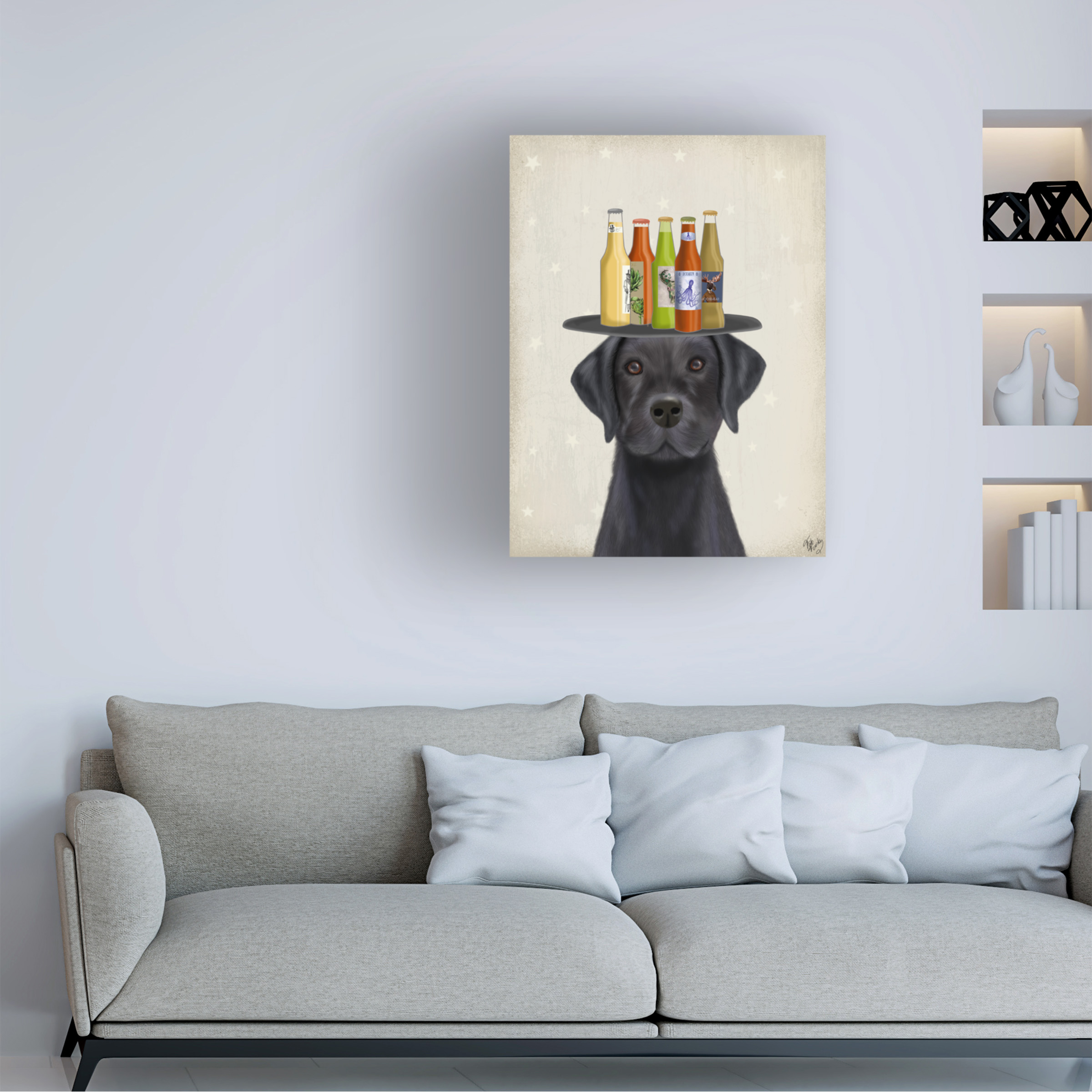 Fab Funky 'Labrador Black Beer Lover' Canvas Art
