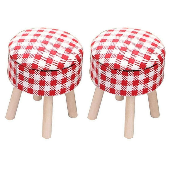 Wooden Mini Stool Prop for Kids in Red Color Safe and Durable with 2 Pieces Small Size