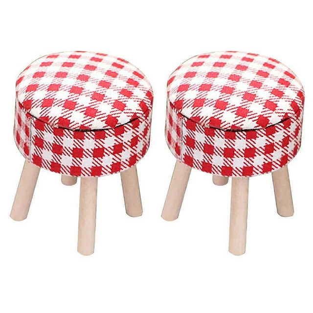 Wooden Mini Stool Prop for Kids in Red Color Safe and Durable with 2 Pieces Small Size