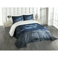 thumbnail image 3 of Ambesonne Dark Blue Quilted Bedspread Set 3 Pcs, Vivid Night Sky Wood, Queen Size, Dark Blue White, 3 of 5