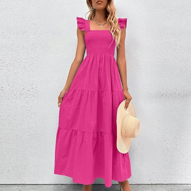 Wycnly Formal Dresses for Women Sleeveless Square Neck Solid