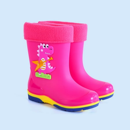 

Cathalem Tall Boots for Winter Cotton Waterproof Princess Shoes Cartoon Of Waterproof Rain Shoes For Glitter Rain Boots Girls Hot Pink 9 Years