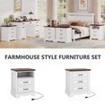 thumbnail image 6 of Farmhouse Nightstand with Charging Station, 3 Drawers Bedside Table for Bedroom for Adults, White Brown, 6 of 7