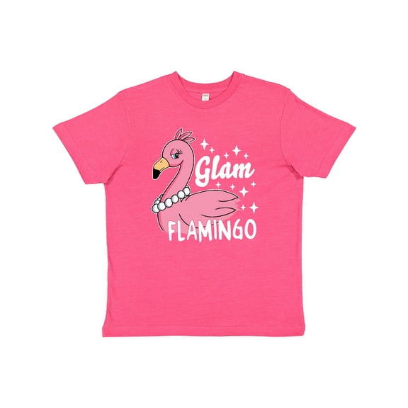 Inktastic Glam Pink Flamingo with Pearls Youth T-Shirt