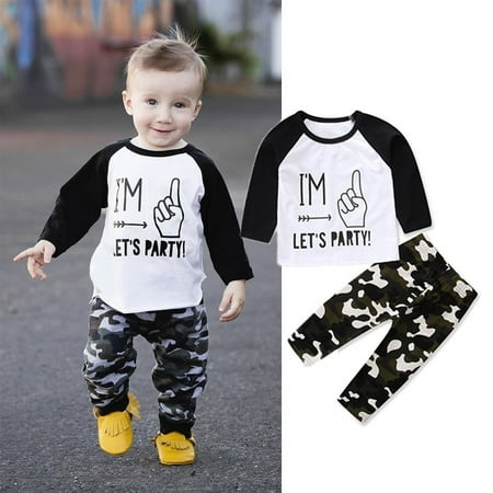 

2Pcs Toddler Infant Kid Baby Boys Camouflage Clothing T-shirt Tops+Pants Outfits