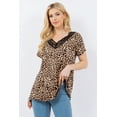 thumbnail image 4 of CELESTE Women's Leopard V-Neck Short Sleeve with Lace Details Small-3x Made in The USA, 4 of 4