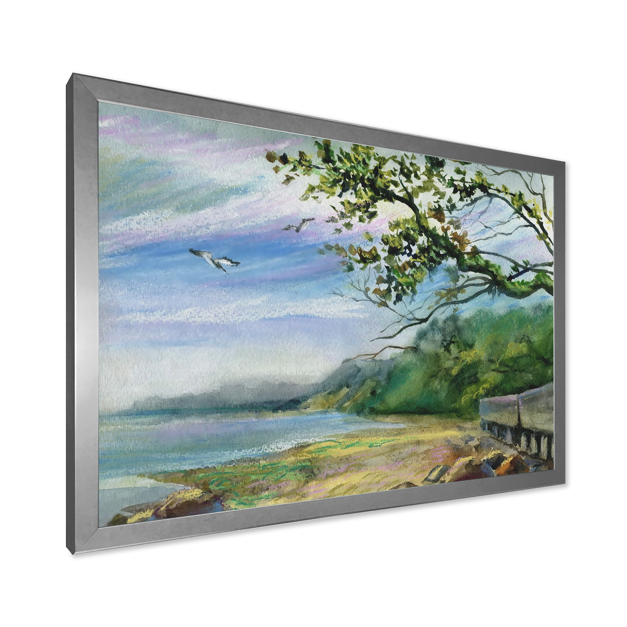 Designart 'Green Coast of The Baltic Sea' Nautical & Coastal Framed Art Print