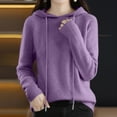 thumbnail image 2 of RMGVDSD Women's Soft Hooded Pullover Sweater Fashion Knitted Long Sleeve Sweaters For Women Solid Color Fashion Basic Sweater Tops /Purple, 2 of 5