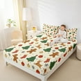 thumbnail image 4 of Manfei Cute Gingerbread Xmas Tree Full Size Sheets, Christmas Stocking Snowflake Bed Sheets, New Year Festival Sheet Sets Luxury Bedroom Decor 4pcs, 4 of 7