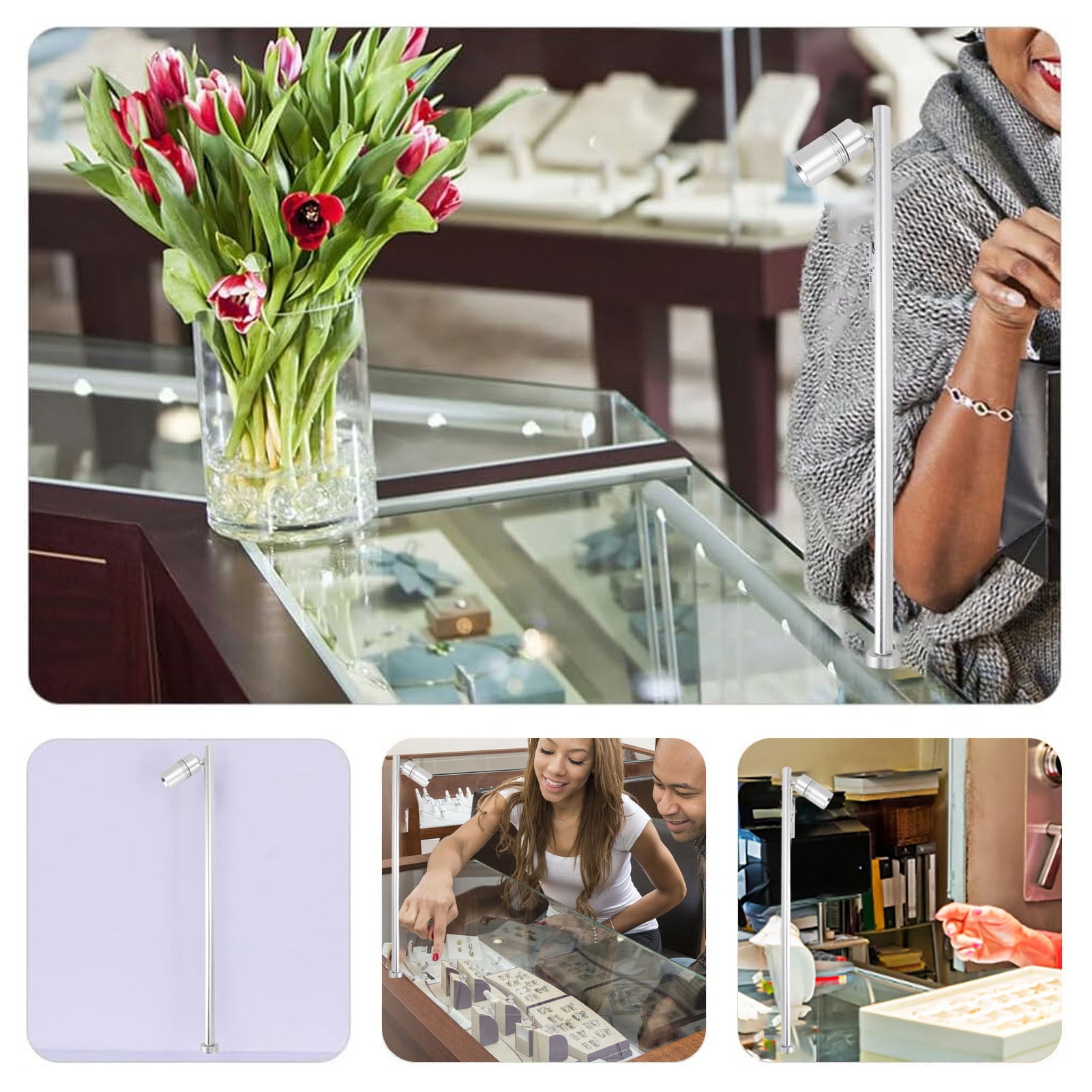 NFTIGB LED Spotlight Jewelry Showcases Display Lighting Fixture Standing Up Cabinet Accent Light, 11.8 inches / 30 cm