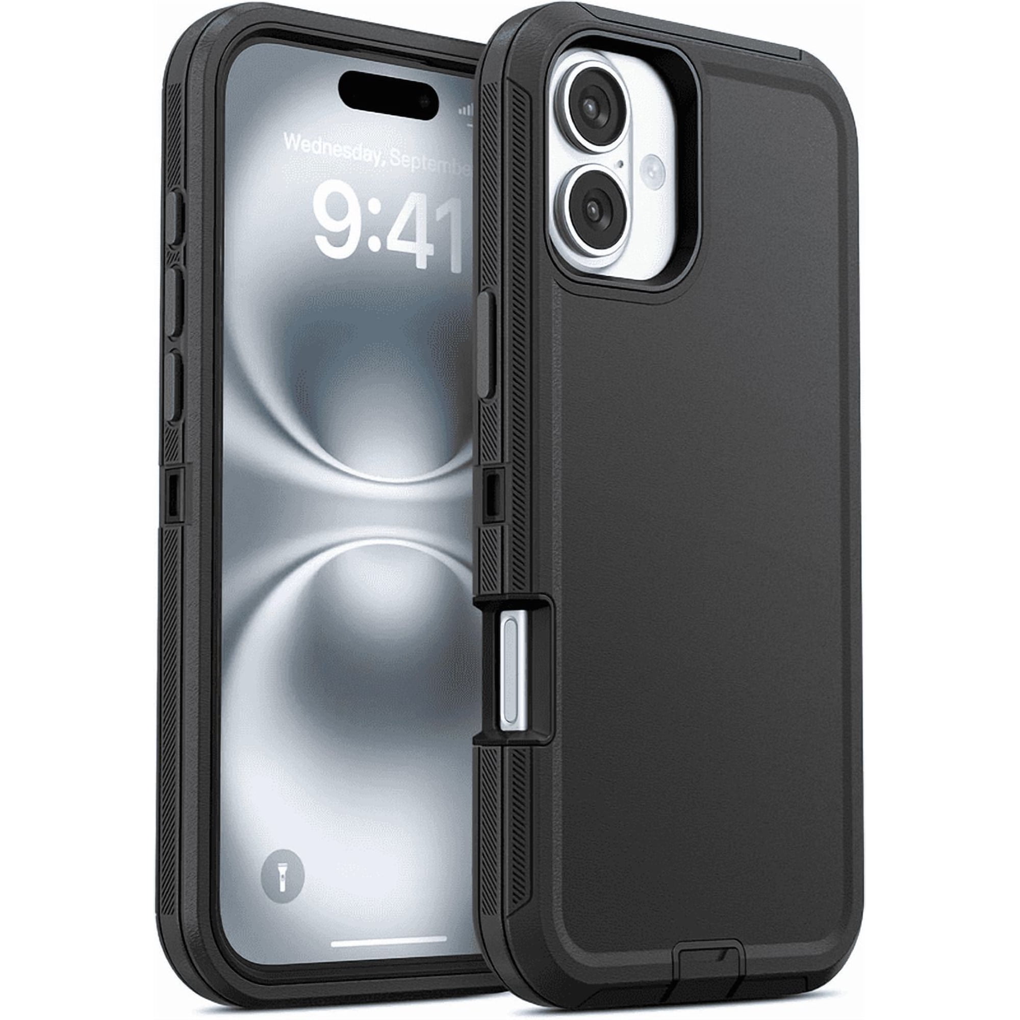 Entronix Heavy Duty Case Compatible with iPhone 16 Plus, Triple Layer Protection Shockproof Dropproof Dustproof Anti-Scratch Phone Cover, Black
