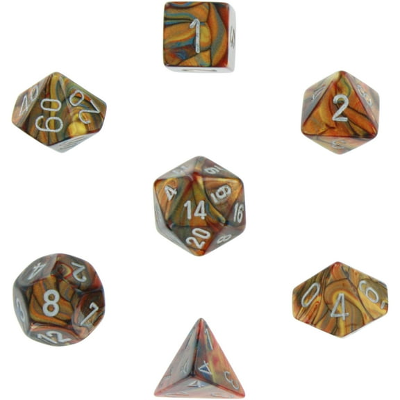 Chessex - Dice Polyhedral 7-Die Lustrous Dice Set (Gold with silver) (1-Pack)