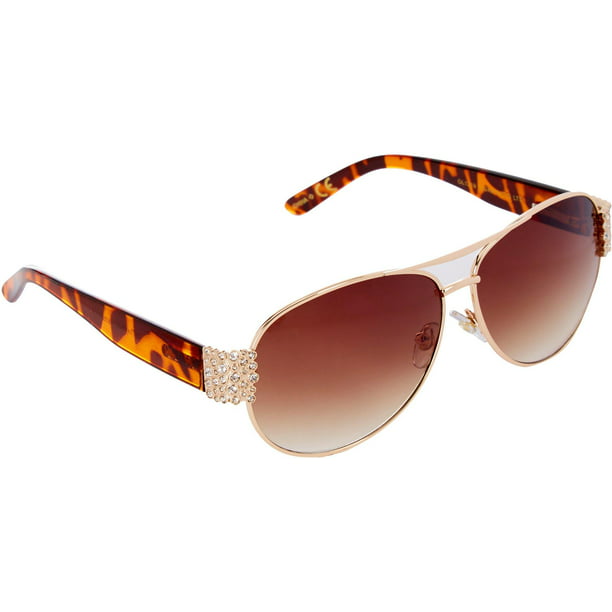 Betsey Johnson - Betsey Johnson Women's Gold Aviator Sunglasses with ...