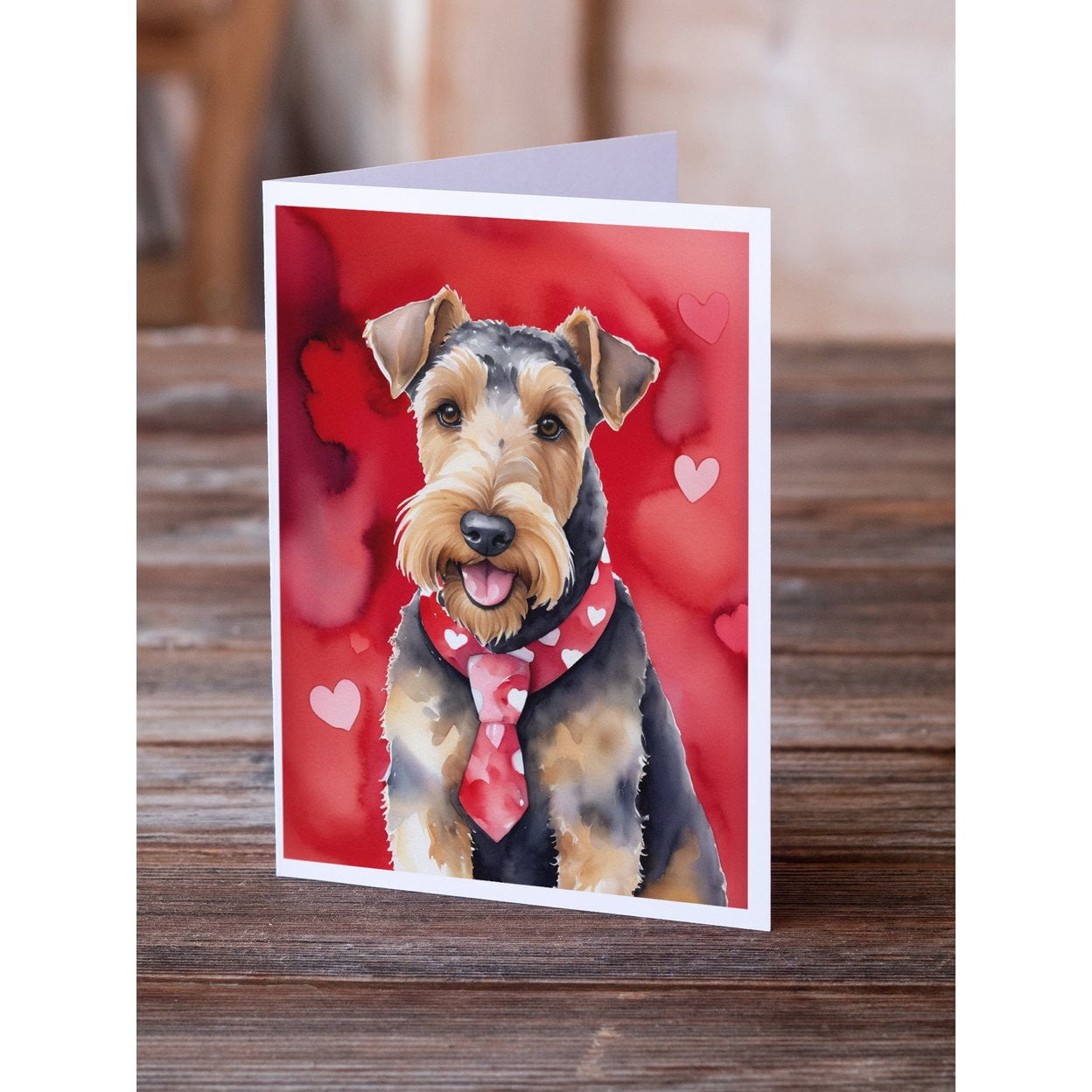 Airedale Terrier My Valentine Greeting Cards Pack of 8 7 in x 5 in