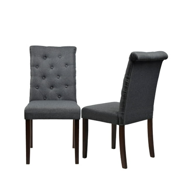 Queensons Chaise de Salle à Manger Gris Foncé, Gris Foncé (Ensemble de 2)