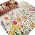 thumbnail image 2 of Area Rug for Living Room, Wildflowers Non-Slip Indoor Large Carpet for Bedroom/Dining Room, Spring Vintage Tulip Butterfly Floral Leaf Washable Low-Profile Rectangle Floor Runner Rugs - 6 x 9 Ft, 2 of 7
