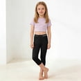 thumbnail image 5 of Favoffer Toddler Girls Elastic Cropped Leggings Solid Color Soft Yoga Casual Capri Pants Sports Outdoor Leisure Wear 3-13Y, 5 of 9