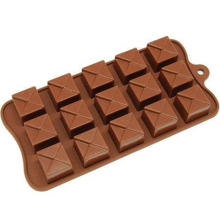 Silicone Chocolate Candy Molds - Non Stick, BPA Free, Reusable 100% Silicon & Dishwasher Safe Silicon - Kitchen Rubber Tray For Ice, Crayons, Fat Bombs and Soap Molds (Square [15 Cup])