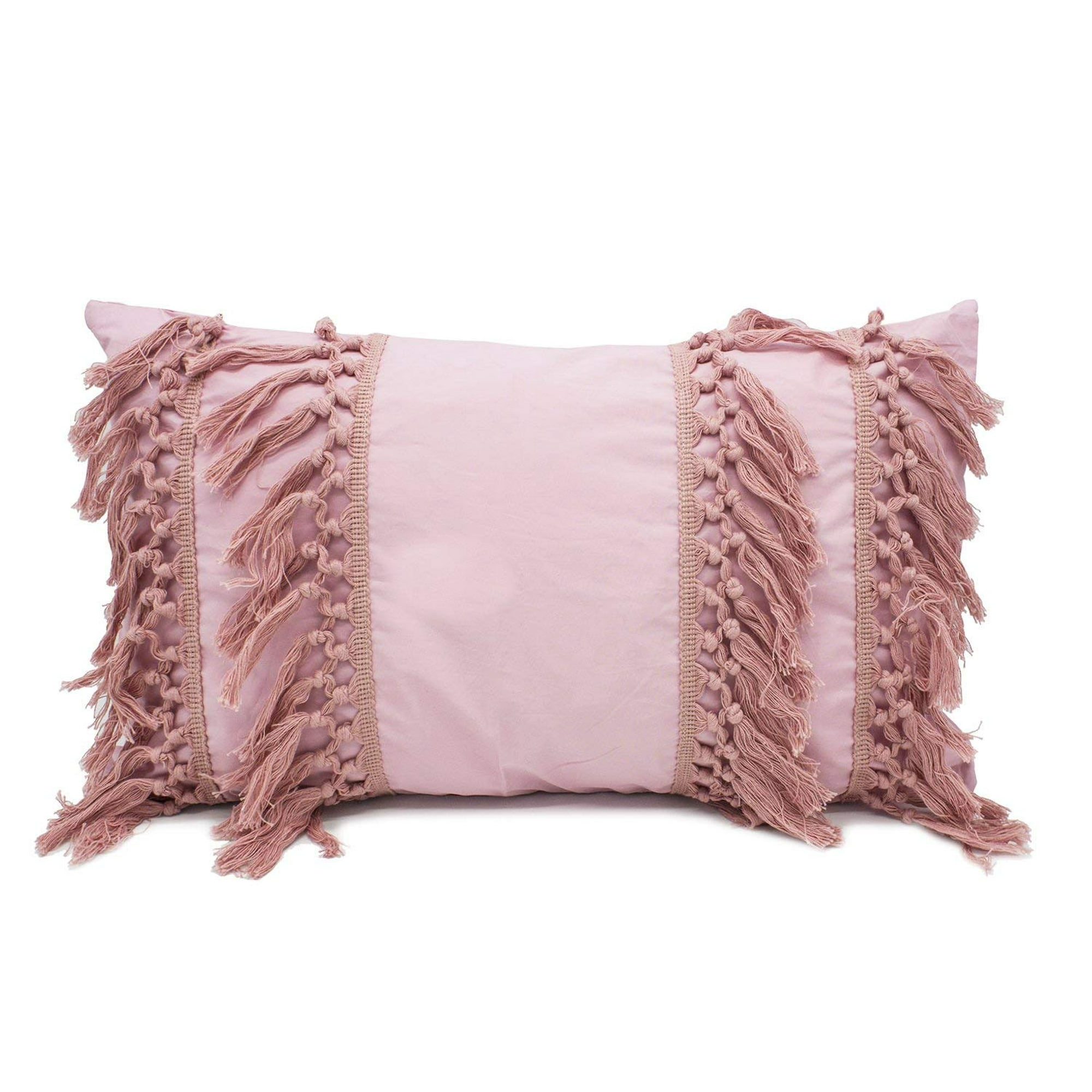 Pink pillow with tassels sale