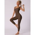 thumbnail image 5 of DARING DIVA U Neck Tummy Control Workout Sleeveless Bodysuit S Brown, 5 of 6