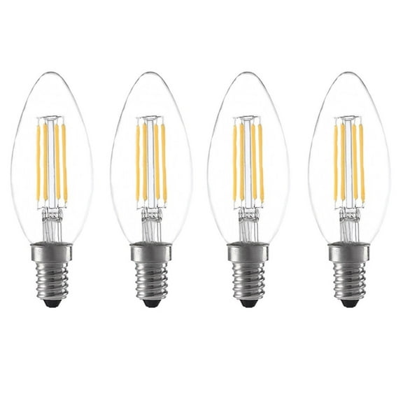 Anyray (4)-LED Bulbs 40Watts Equivalent Soft White B10 B11 Torpedo 120V Chandelier Decorative Candelabra